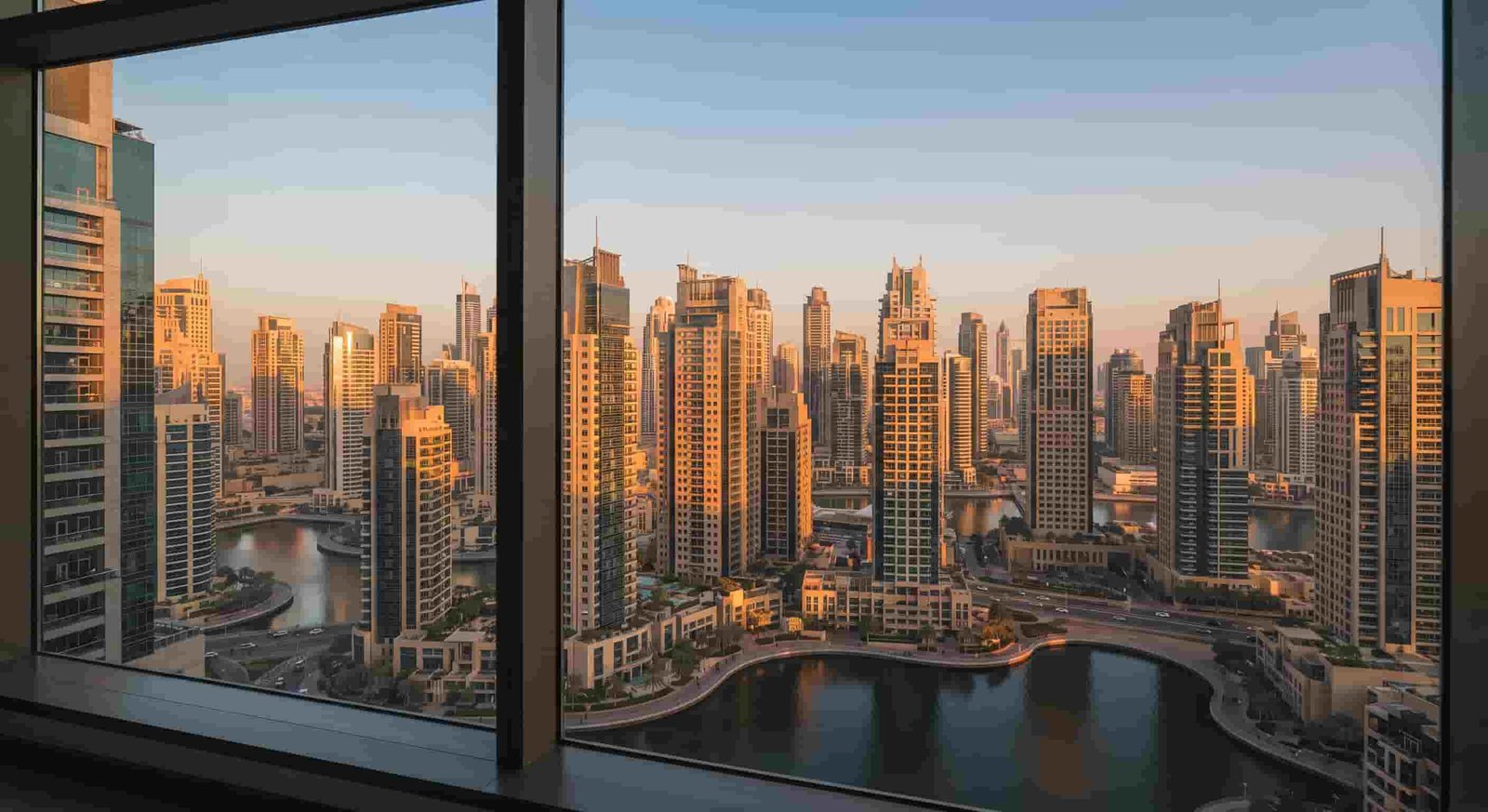 dubai residential towers seen from a high floor