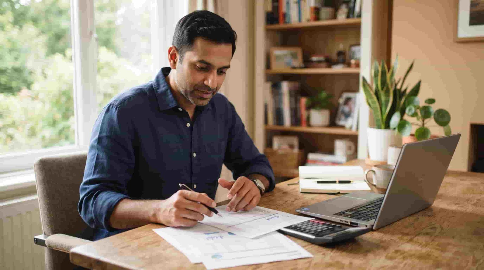 Pakistani buyer checking bank transfer documents for a Dubai property