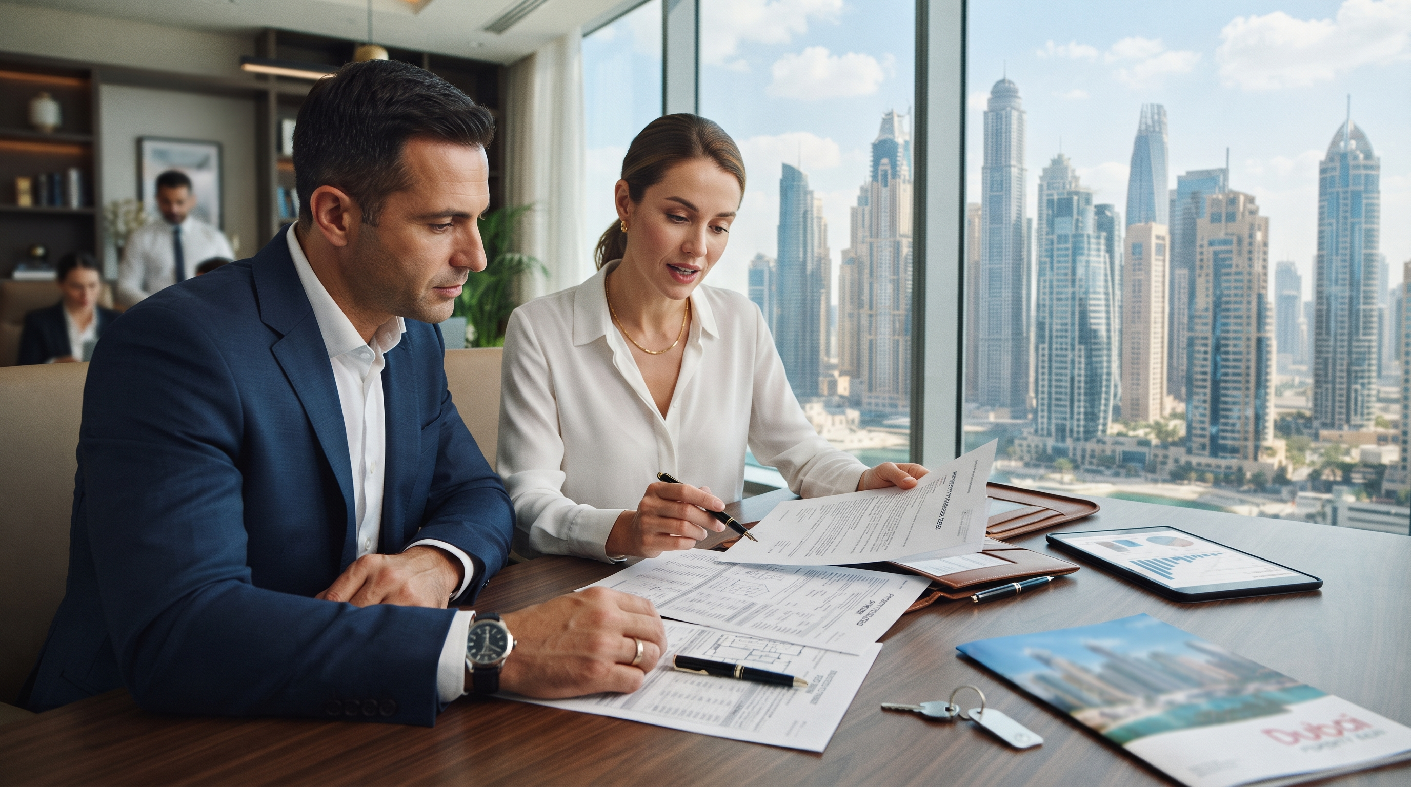 Dubai residential property scene illustrating property registration fees and property tax concepts