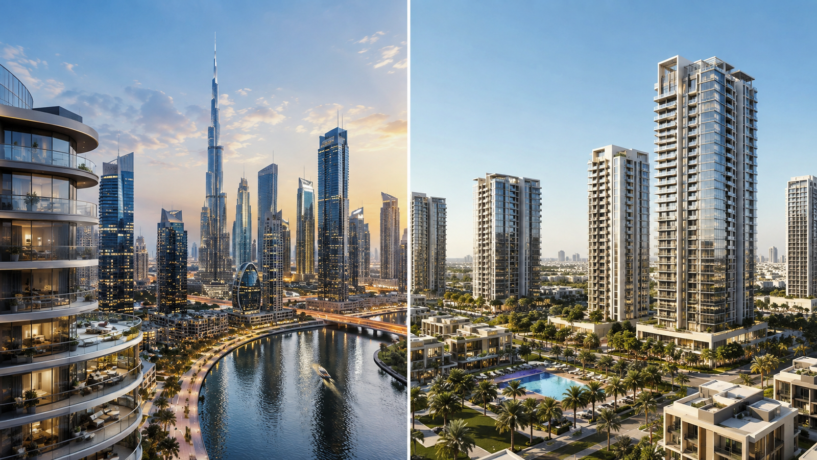Modern Dubai apartment towers representing top Danube property projects in key investment communities such as Business Bay and JVC